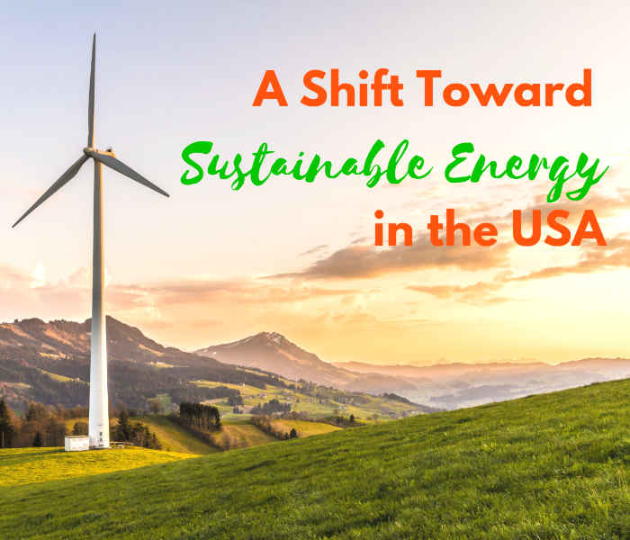 Signs of sustainable energy in the USA. How America is shifting from coal and fossil fuels toward renewable wind power & solar farms to fix climate crisis.